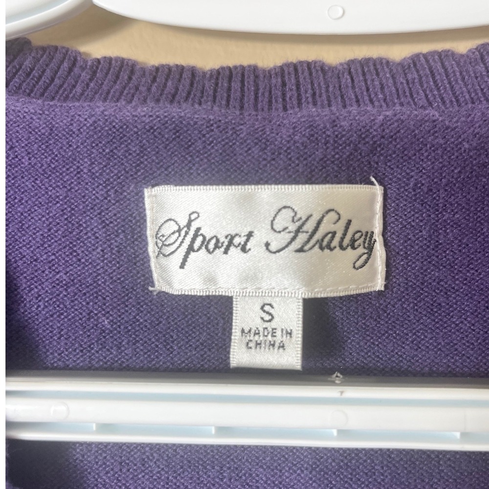 Women's Argyle Sweater Vest V Neck Purple Cotton Size Small Preppy Golfcore - Picture 4 of 7